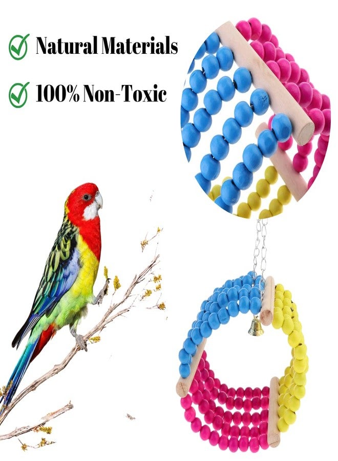 Western Era Wooden Colorful Beads Swing Interactive & Lovely Toy Provide Exercise, Training, Relief Boredom Suitable for Sun Conure, Parakeet, Cockatiel & Other Medium Birds - Image 2